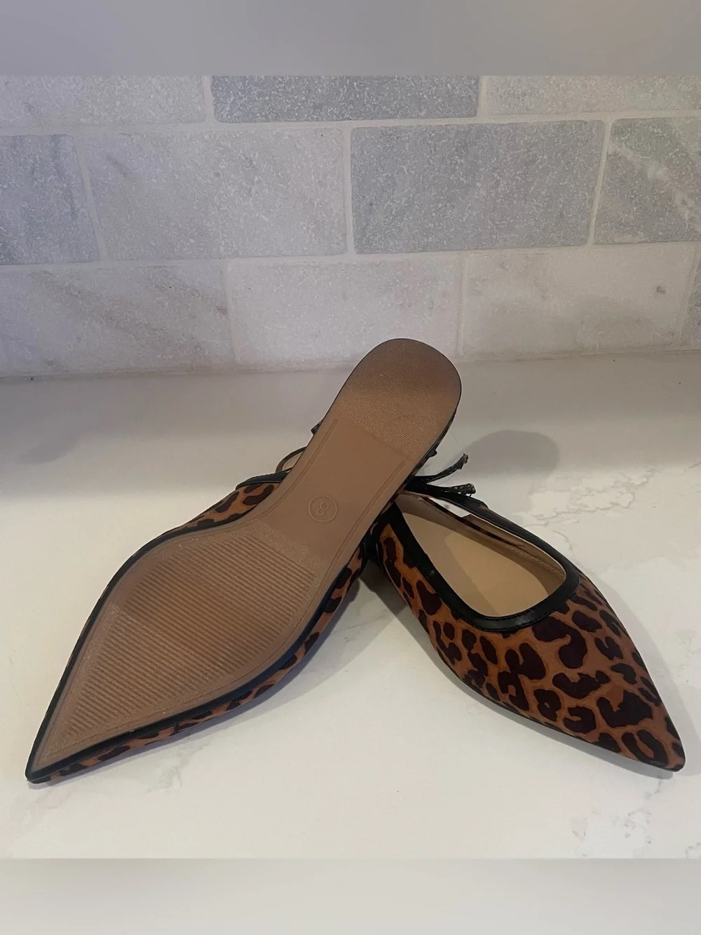 a new day Leopard Print Pointed Slingback Flats in Brown and Black